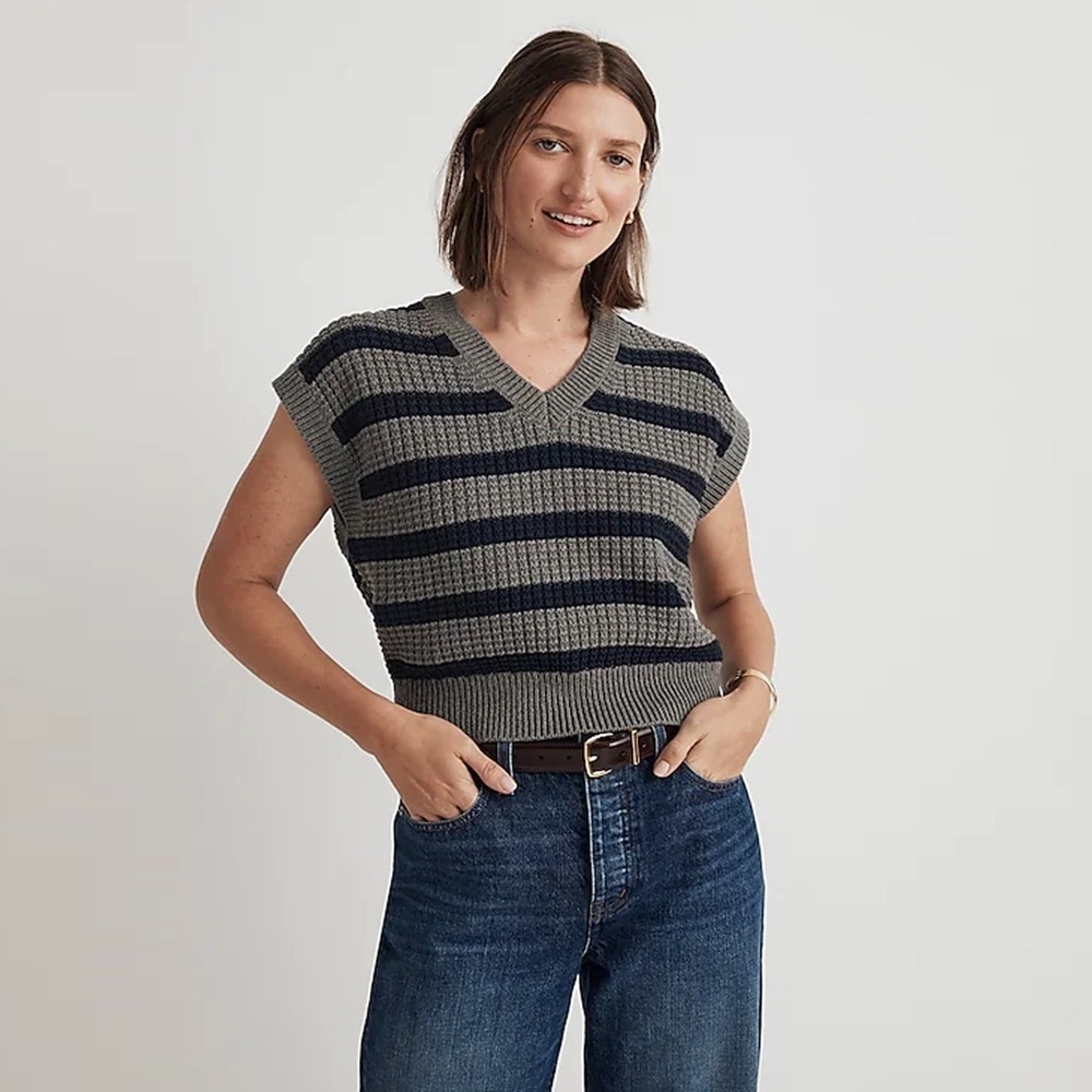 Madewell - Waffle-Knit Sweater Vest - Heather Pewter